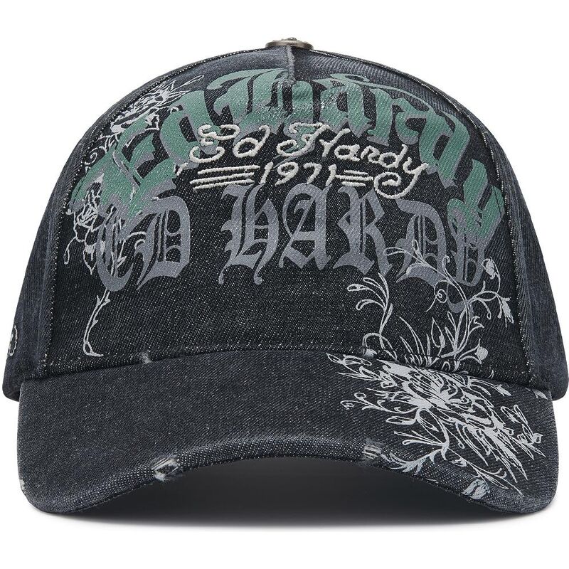 casquette-courbee-noire-ajustable-distressed-floral-gothic-ed-hardy casquette-courbee-noire-ajustable-distressed-floral-gothic-ed-hardy