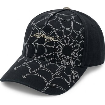 Casquette courbée noire et blanche ajustable Spiderweb Ed Hardy