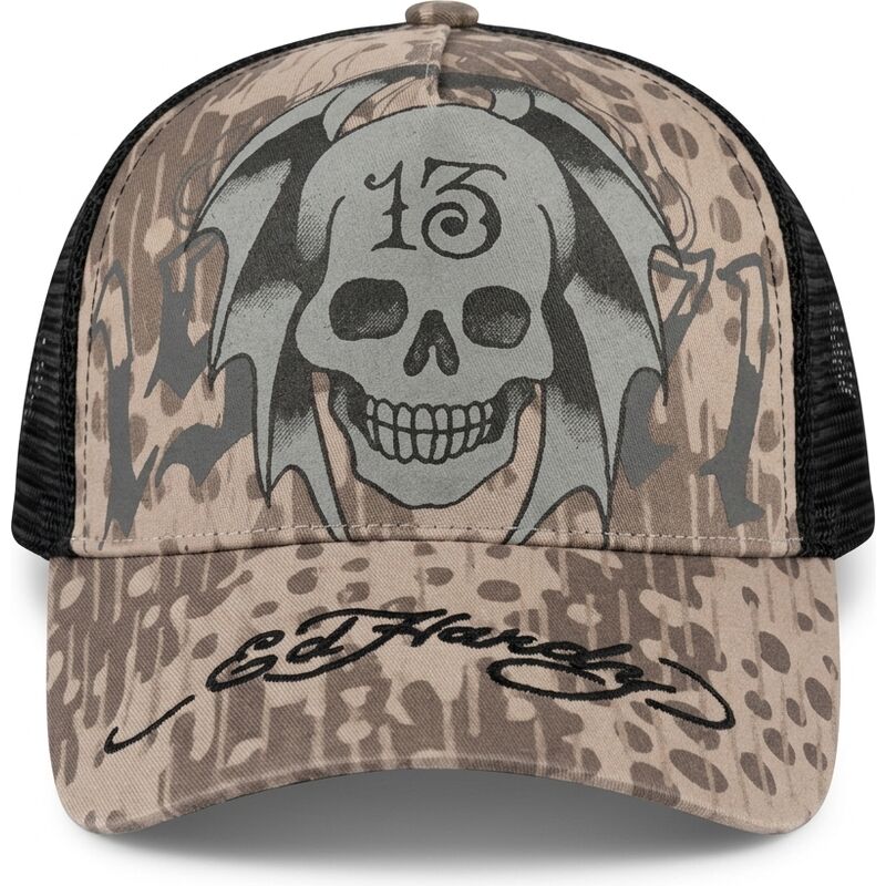 casquette-trucker-grise-et-noire-13-skull-ed-hardy casquette-trucker-grise-et-noire-13-skull-ed-hardy