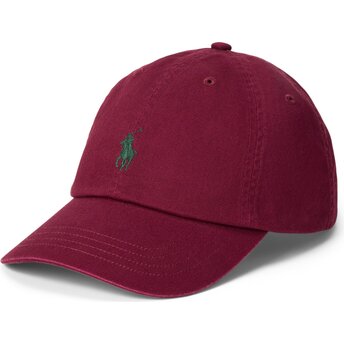 Cappello curvo rosso cinghia regolabile Cotton Chino Classic Sport di Polo Ralph Lauren