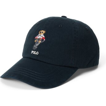 Cappello curvo nero cinghia regolabile Woven Bear di Polo Ralph Lauren