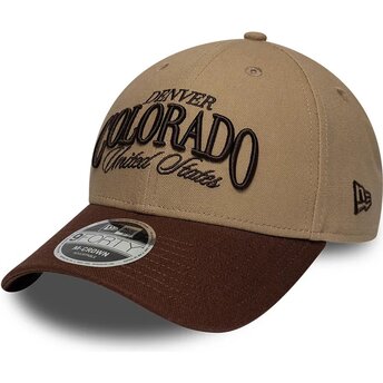 Gorra curva marrón ajustable 9FORTY M-Crown Wordmark de Denver Colorado de New Era
