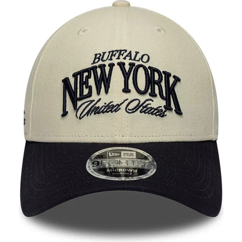 cappello-curvo-beige-cinghia-regolabile-9forty-m-crown-wordmark-dei-buffalo-new-york-di-new-era cappello-curvo-beige-cinghia-regolabile-9forty-m-crown-wordmark-dei-buffalo-new-york-di-new-era