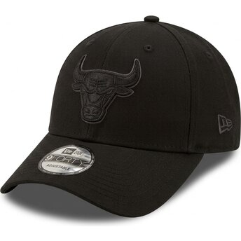 Cappello curvo nero cinghia regolabile 9FORTY Team Outline dei Chicago Bulls NBA di New Era
