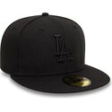 cappello-piatto-nero-chiuso-con-logo-nero-59fifty-league-essential-dei-los-angeles-dodgers-mlb-di-new-era