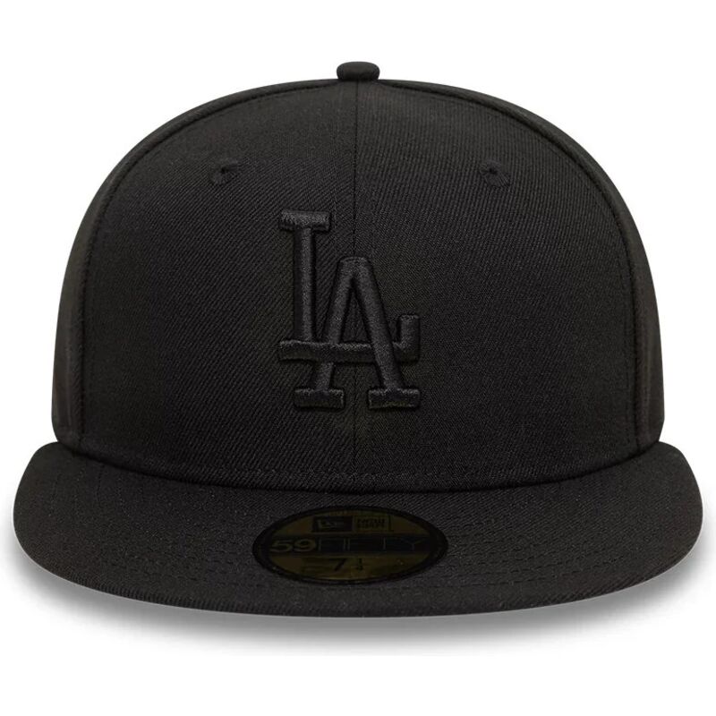 schwarze-enganliegende-flatcap-mit-schwarzem-logo-59fifty-league-essential-der-los-angeles-dodgers-mlb-von-new-era