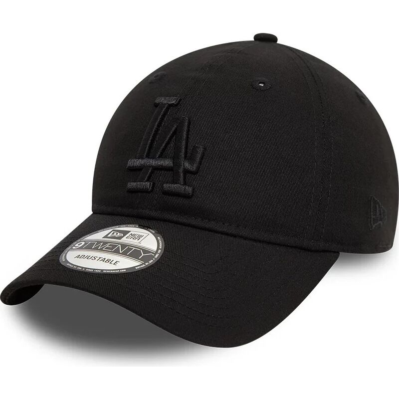 schwarze-verstellbare-curved-cap-mit-schwarzem-logo-9twenty-league-essential-der-los-angeles-dodgers-mlb-von-new-era