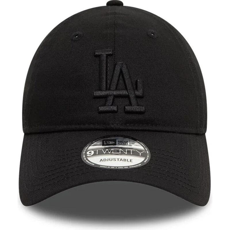 schwarze-verstellbare-curved-cap-mit-schwarzem-logo-9twenty-league-essential-der-los-angeles-dodgers-mlb-von-new-era
