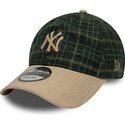 casquette-courbee-verte-et-beige-ajustable-9twenty-mix-check-new-york-yankees-mlb-new-era