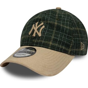 Cappello curvo verde cinghia regolabile 9TWENTY Mix Check dei New York Yankees MLB di New Era