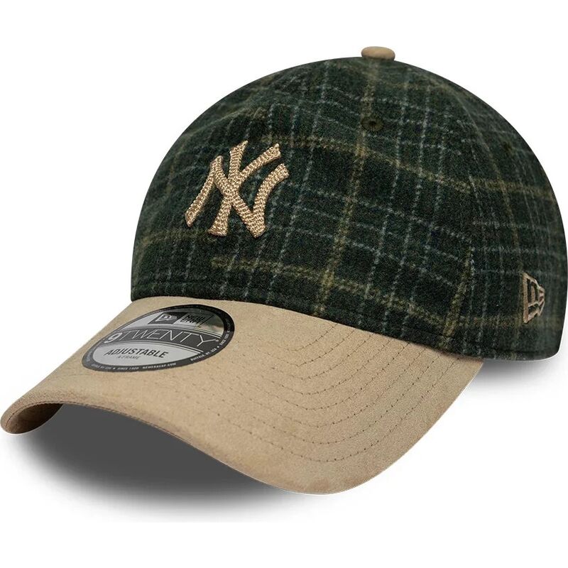 cappello-curvo-verde-cinghia-regolabile-9twenty-mix-check-dei-new-york-yankees-mlb-di-new-era