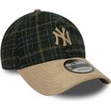 casquette-courbee-verte-et-beige-ajustable-9twenty-mix-check-new-york-yankees-mlb-new-era
