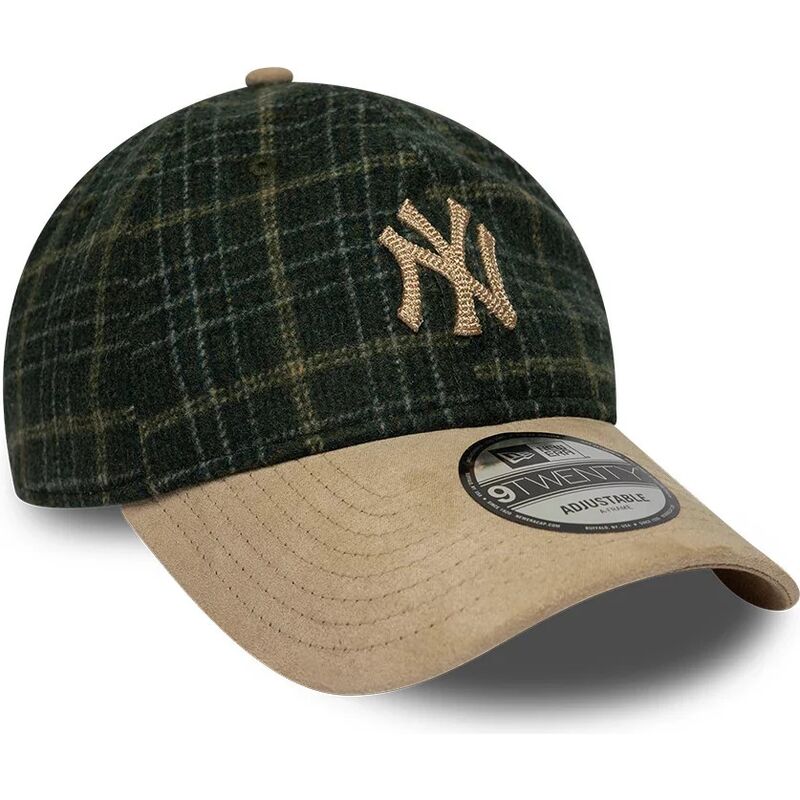 cappello-curvo-verde-cinghia-regolabile-9twenty-mix-check-dei-new-york-yankees-mlb-di-new-era