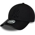 casquette-courbee-noire-ajustable-pour-femme-avec-logo-noir-9forty-m-crown-a-frame-fabric-mix-new-york-yankees-mlb-new-era