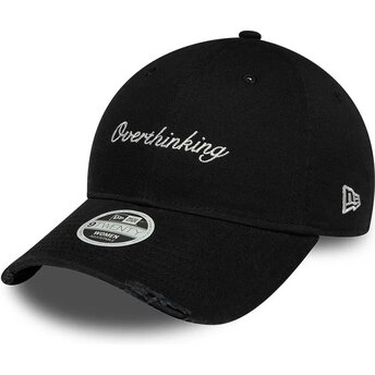 Mützen gebogen schwarz verstellbares band 9TWENTY Slogan Overthinking von New Era