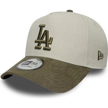 Casquette courbée verte et beige snapback avec logo vert E Frame Suede Visor Los Angeles Dodgers MLB New Era