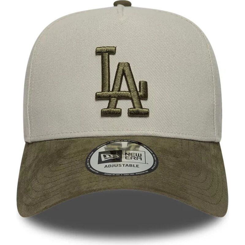 cappello-curvo-verde-snapback-9forty-e-frame-suede-visor-dei-los-angeles-dodgers-mlb-di-new-era