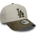 cappello-curvo-verde-snapback-9forty-e-frame-suede-visor-dei-los-angeles-dodgers-mlb-di-new-era
