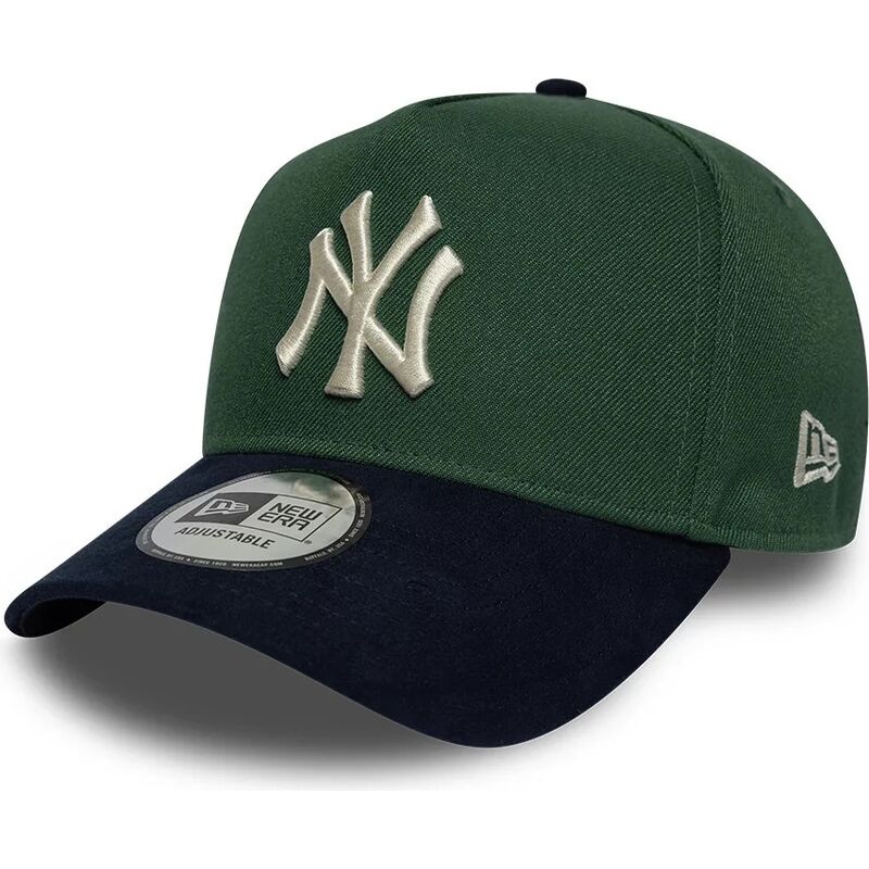 mutzen-gebogen-grun-snapback-9forty-e-frame-suede-visor-der-new-york-yankees-mlb-von-new-era