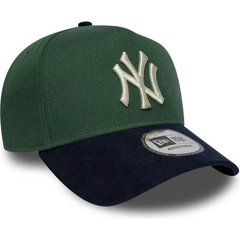 mutzen-gebogen-grun-snapback-9forty-e-frame-suede-visor-der-new-york-yankees-mlb-von-new-era