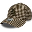 mutzen-gebogen-grun-verstellbares-band-9forty-m-crown-houndstooth-der-los-angeles-dodgers-mlb-von-new-era