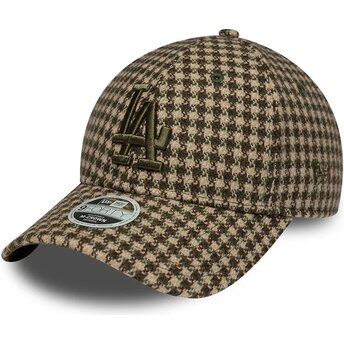 Mützen gebogen grün verstellbares band 9FORTY M-Crown Houndstooth der Los Angeles Dodgers MLB von New Era