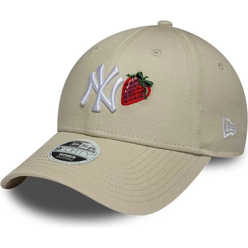 cappello-curvo-beige-cinghia-regolabile-9forty-fruit-icon-strawberry-dei-new-york-yankees-mlb-di-new-era