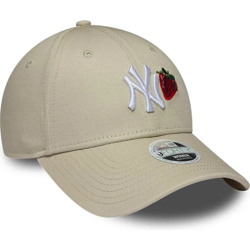 cappello-curvo-beige-cinghia-regolabile-9forty-fruit-icon-strawberry-dei-new-york-yankees-mlb-di-new-era
