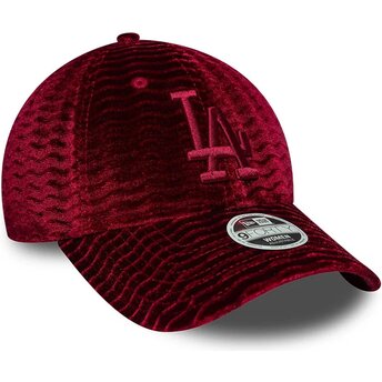 Casquette courbée rouge ajustable pour femme avec logo rouge 9FORTY Velour Los Angeles Dodgers MLB New Era