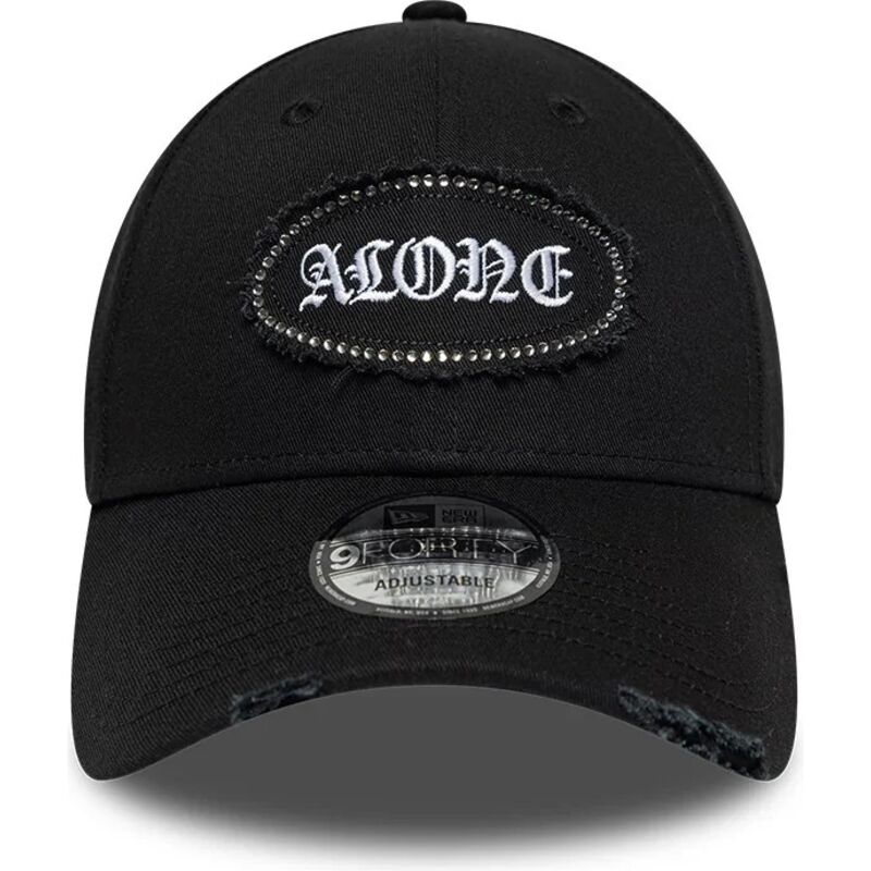 casquette-courbee-noire-ajustable-9forty-gem-patch-distress-alone-new-era