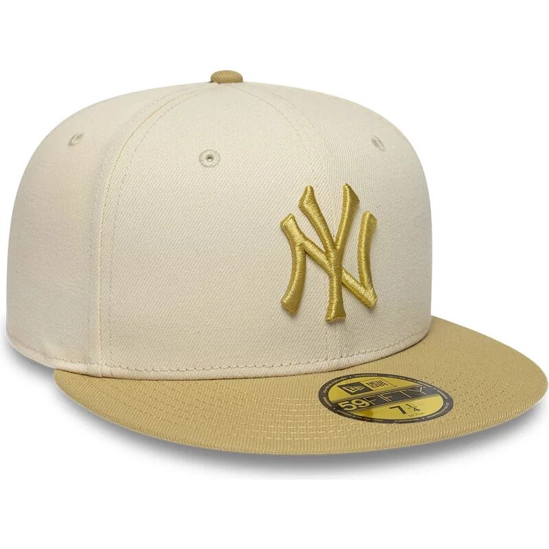 cappello-piatto-beige-aderente-59fifty-league-essential-dei-new-york-yankees-mlb-di-new-era