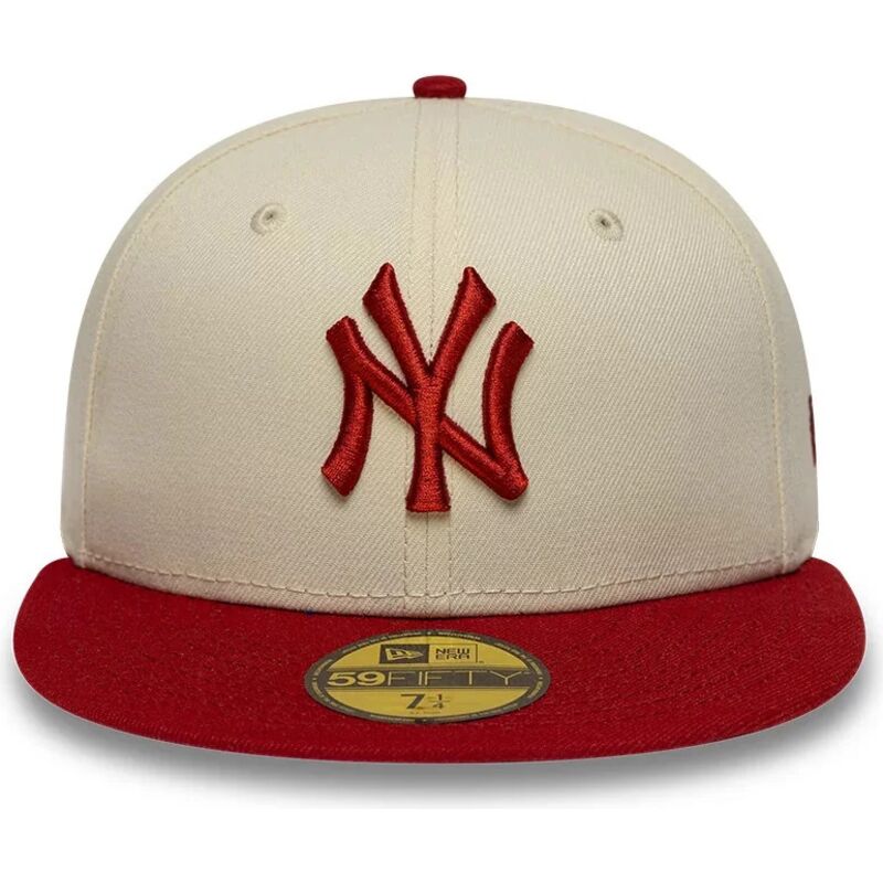 cappello-piatto-beige-aderente-59fifty-league-essential-dei-new-york-yankees-mlb-di-new-era
