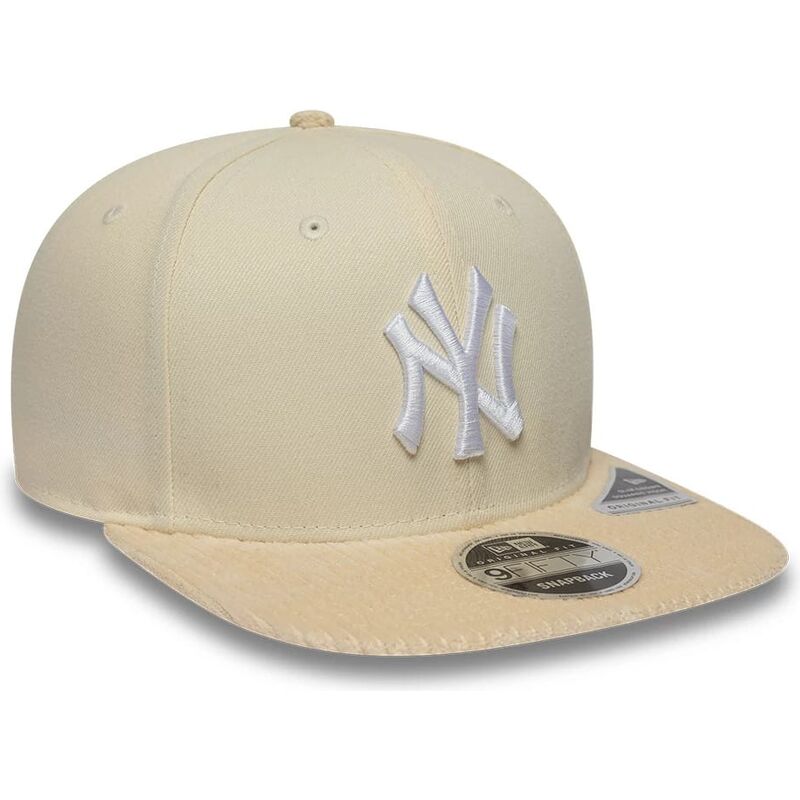cappello-piatto-beige-snapback-9fifty-cord-visor-dei-new-york-yankees-mlb-di-new-era
