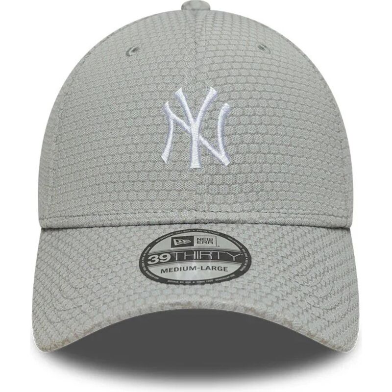 casquette-courbee-grise-ajustee-avec-logo-blanc-39thirty-stretch-mesh-new-york-yankees-mlb-new-era