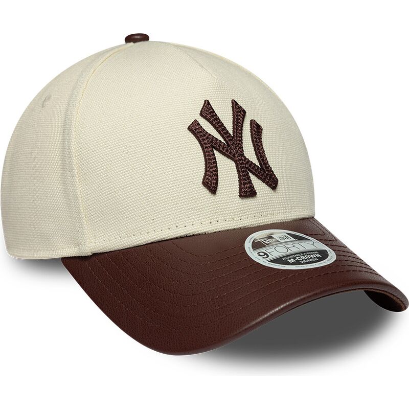 cappello-curvo-beige-cinghia-regolabile-9forty-m-crown-fabric-mix-dei-new-york-yankees-mlb-di-new-era