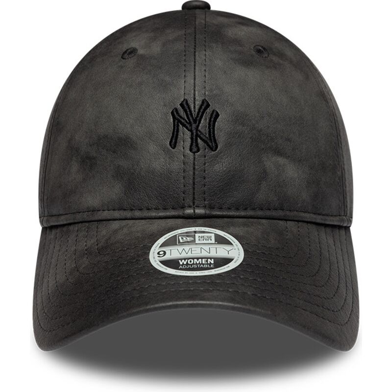 cappello-curvo-nero-cinghia-regolabile-9twenty-washed-pu-dei-new-york-yankees-mlb-di-new-era