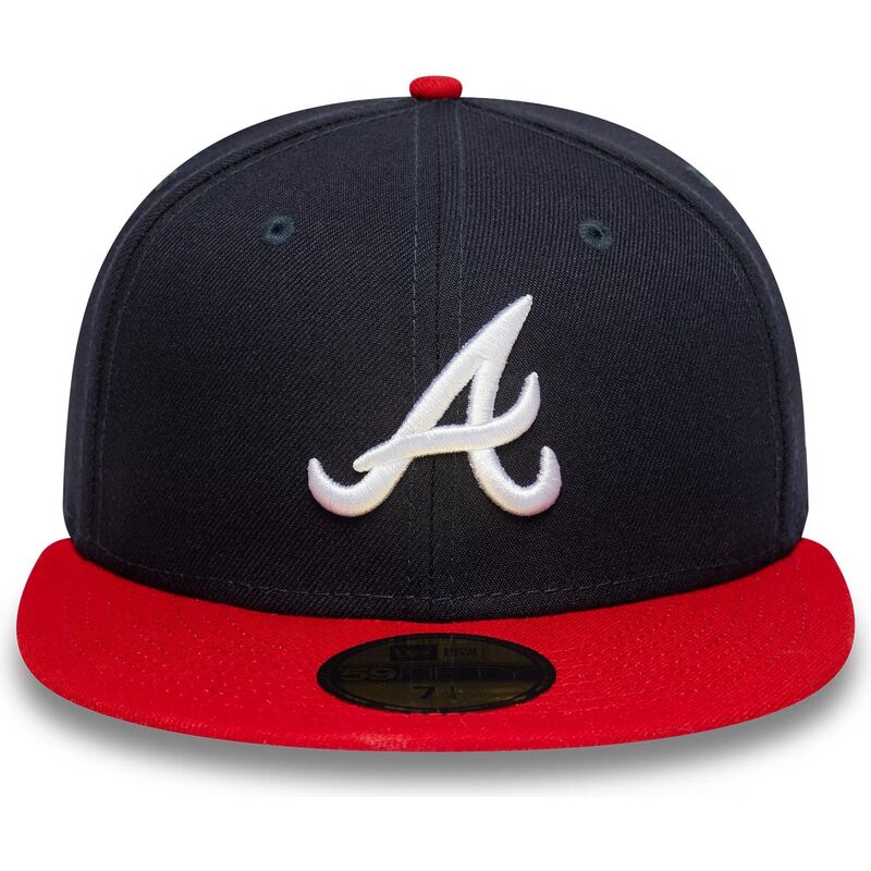 marineblaue-und-rote-anliegende-flat-cap-59fifty-ac-perf-der-atlanta-braves-mlb-von-new-era