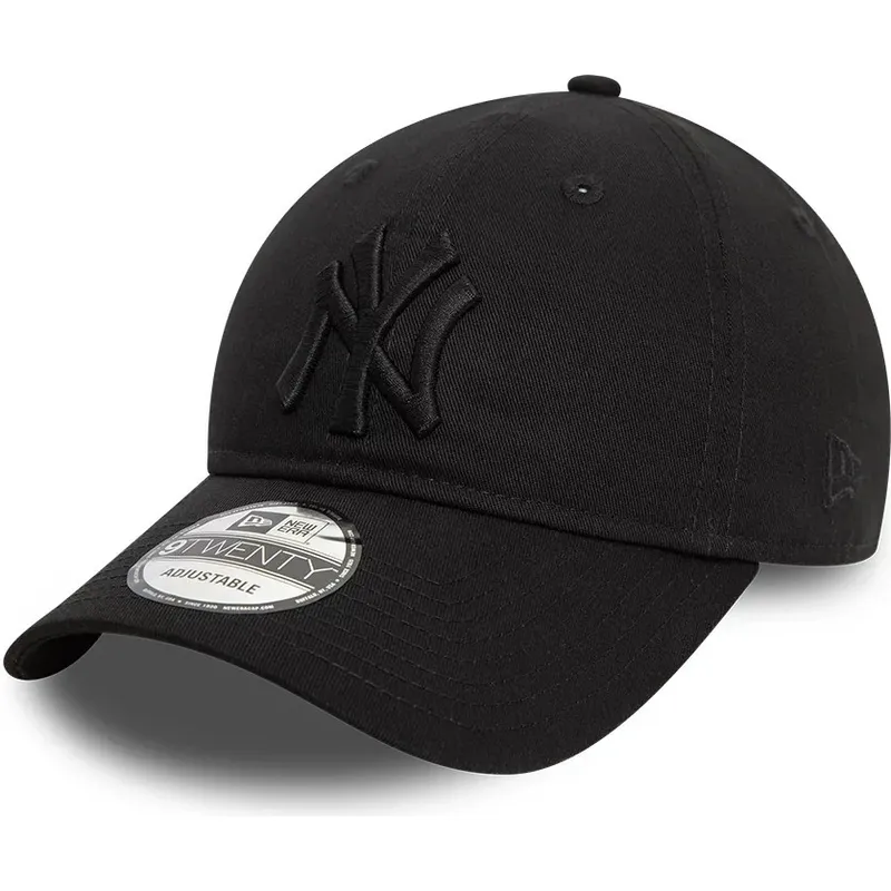schwarze-verstellbare-curved-cap-mit-schwarzem-logo-9twenty-league-essential-der-new-york-yankees-mlb-von-new-era