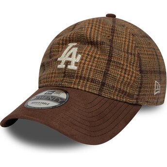 Mützen gebogen braun verstellbares band 9TWENTY Mix Check der Los Angeles Dodgers MLB von New Era