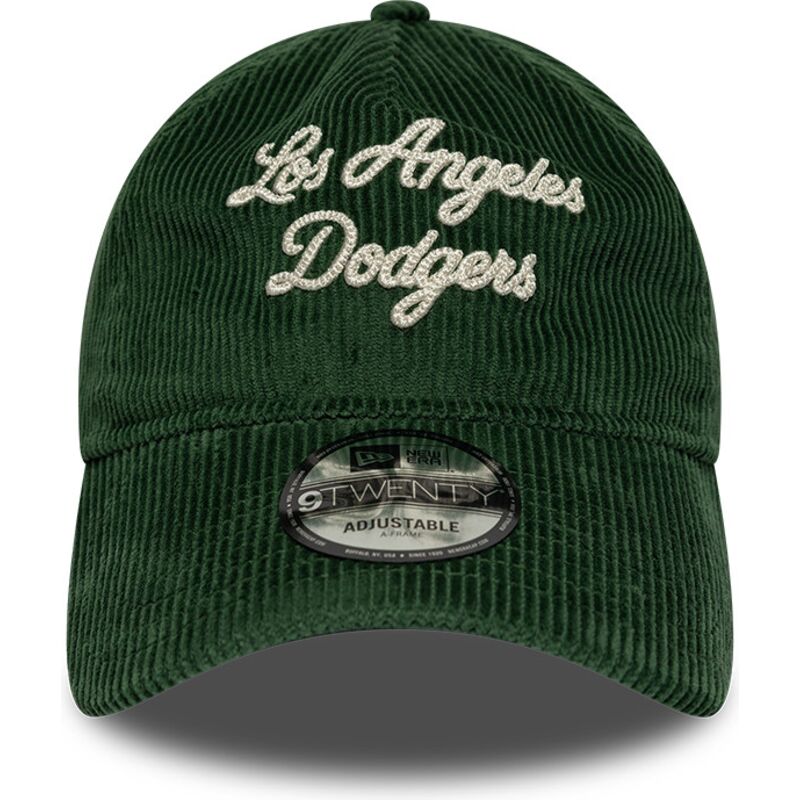 cappello-curvo-verde-cinghia-regolabile-9twenty-a-frame-cord-script-dei-los-angeles-dodgers-mlb-di-new-era
