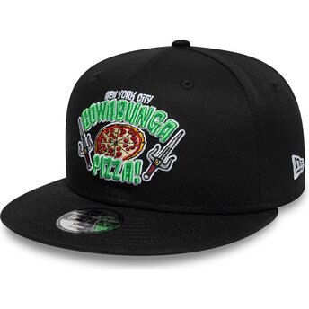 Cappello piatto nero snapback per bambino 9FIFTY Cowabunga Pizza dei Tortugas Ninja di New Era