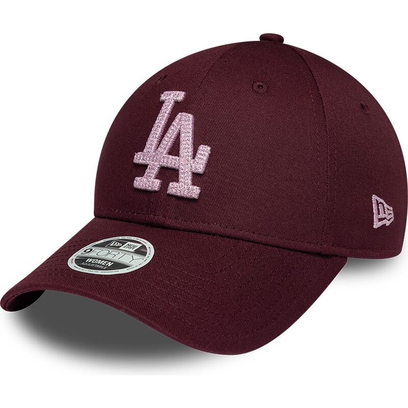 mutzen-gebogen-rot-verstellbares-band-rosa-9forty-metallic-der-los-angeles-dodgers-mlb-von-new-era