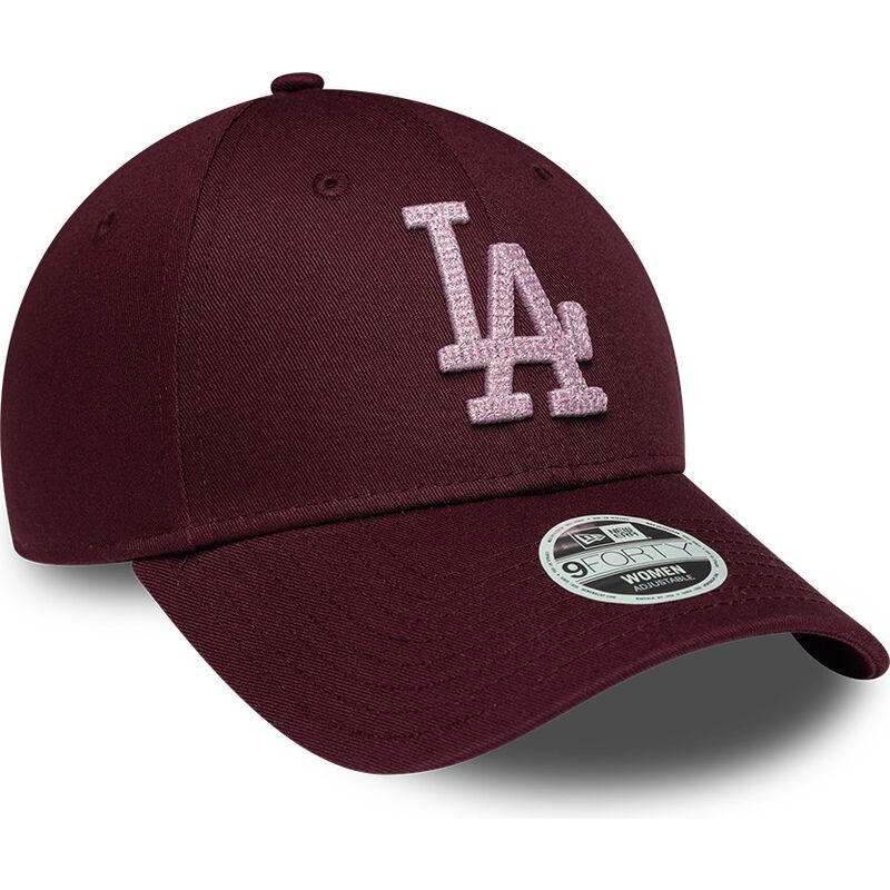 mutzen-gebogen-rot-verstellbares-band-rosa-9forty-metallic-der-los-angeles-dodgers-mlb-von-new-era