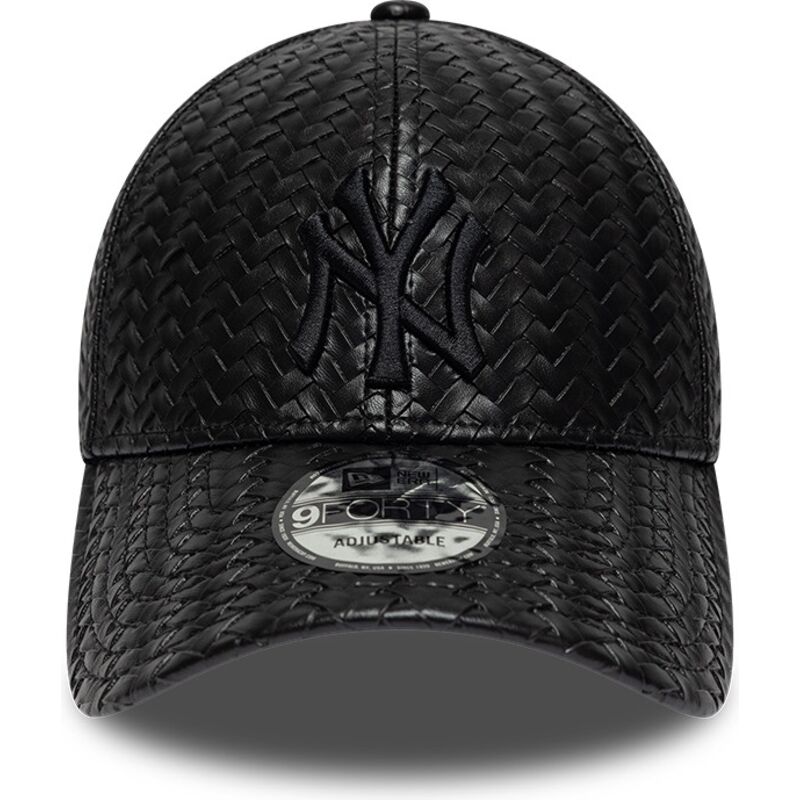 cappello-curvo-nero-snapback-9forty-pu-weave-dei-new-york-yankees-mlb-di-new-era