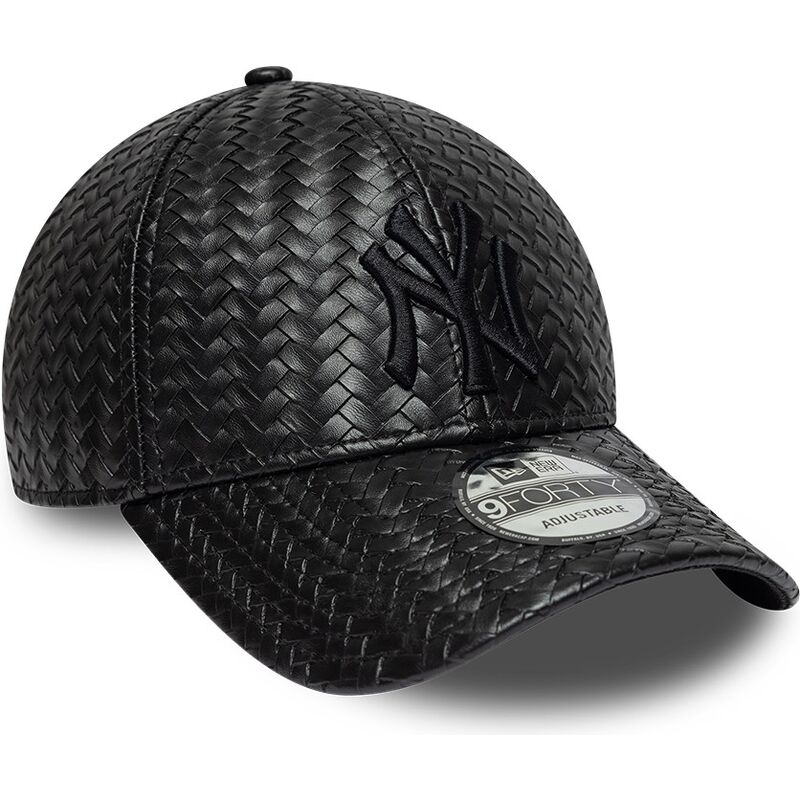 cappello-curvo-nero-snapback-9forty-pu-weave-dei-new-york-yankees-mlb-di-new-era