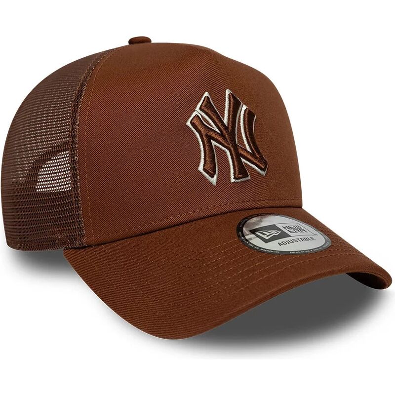 casquette-trucker-marron-avec-logo-marron-e-frame-outline-new-york-yankees-mlb-new-era