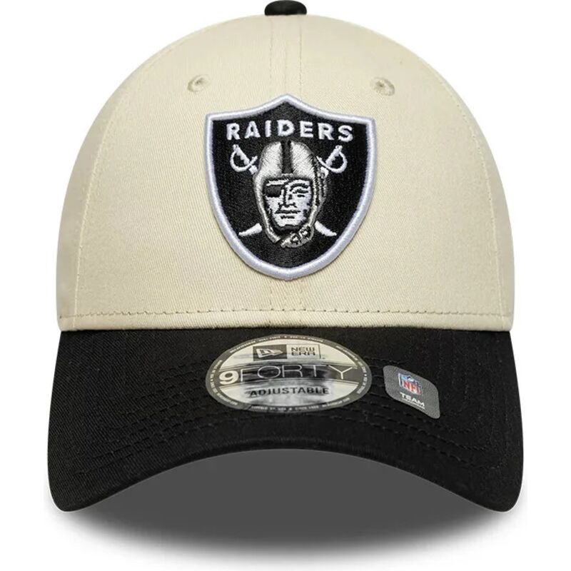 casquette-courbee-beige-et-noire-ajustable-9forty-colour-block-las-vegas-raiders-nfl-new-era
