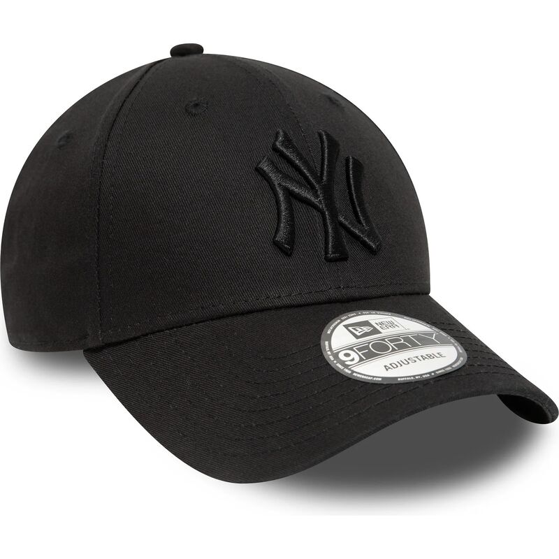 schwarze-verstellbare-curved-cap-mit-schwarzem-logo-9forty-league-essential-der-new-york-yankees-mlb-von-new-era
