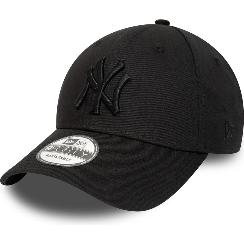 schwarze-verstellbare-curved-cap-mit-schwarzem-logo-9forty-league-essential-der-new-york-yankees-mlb-von-new-era