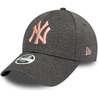 Casquette courbée grise ajustable avec logo rose 9FORTY Tech Pull New York Yankees MLB New Era